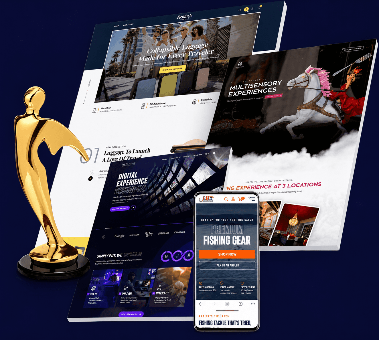 Multi-brand eCommerce web design showcase — Multi-brand Portfolio eCommerce & Retail project by Rainmaker Art