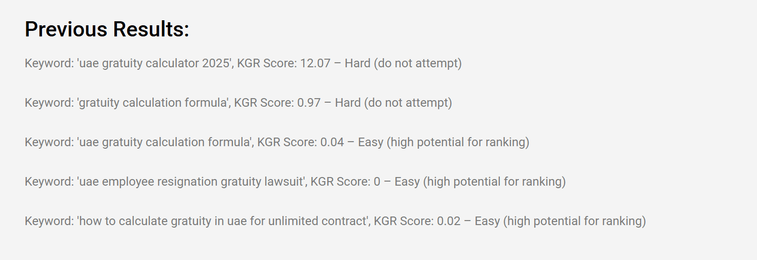 KGR research that finds rankable keywords fast — Legal & Finance Blog SEO project by Rainmaker Art