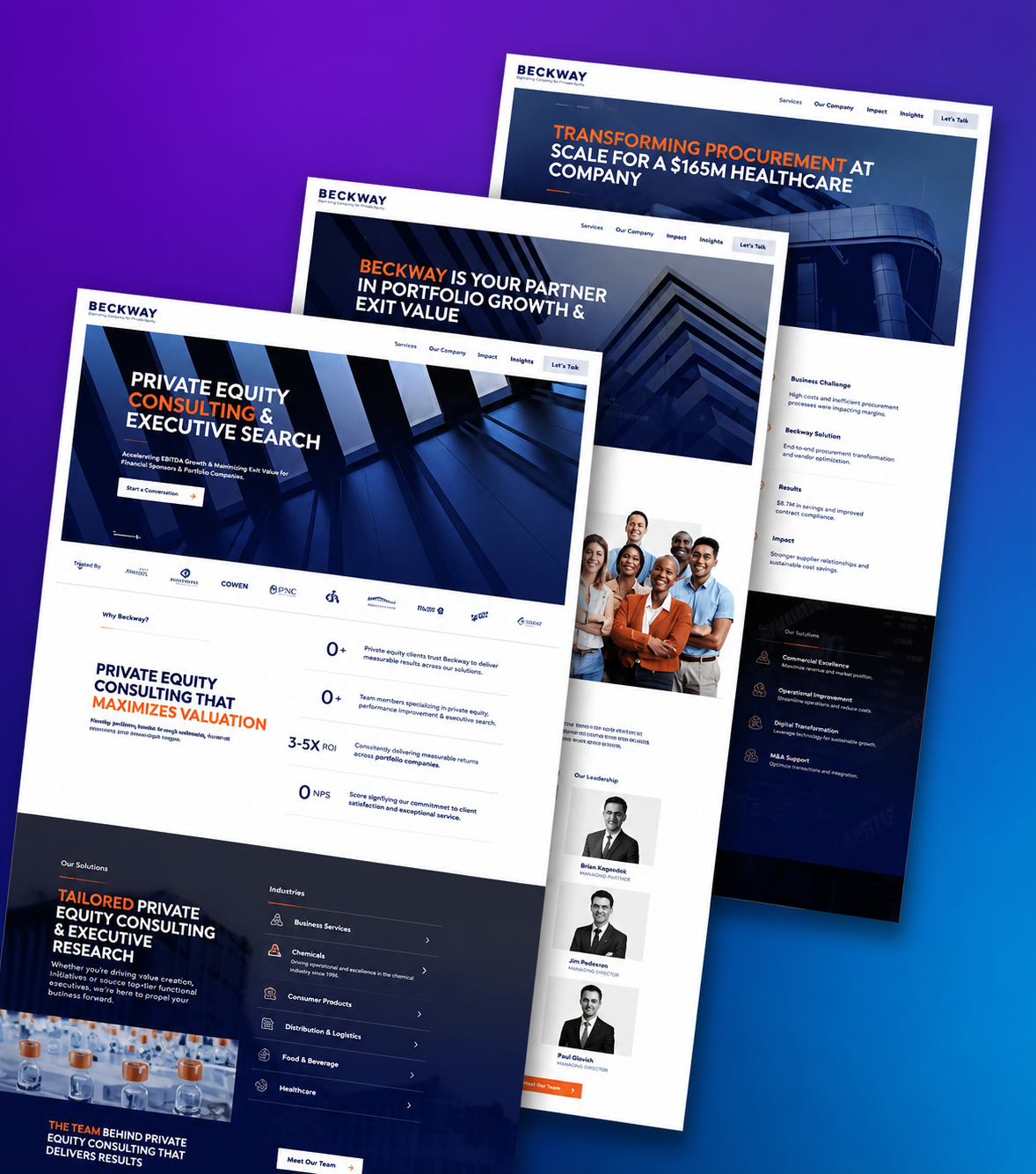 Private equity consulting website in WordPress — Beckway B2B Consulting project by Rainmaker Art