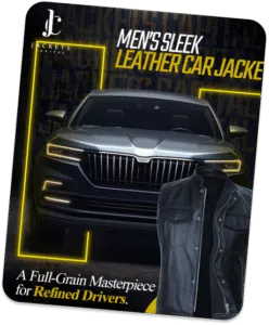 Men's sleek leather car jacket launch — Jackets Capital eCommerce Fashion project by Rainmaker Art