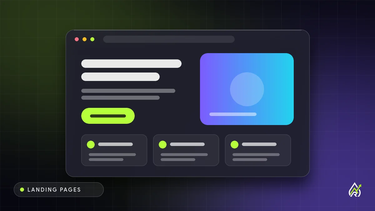 Landing Page Design: How to Design a Page That Converts Cover graphic for Landing Page Design: How to Design a Page That Converts: a landing page wireframe with a headline, button and feature cards
