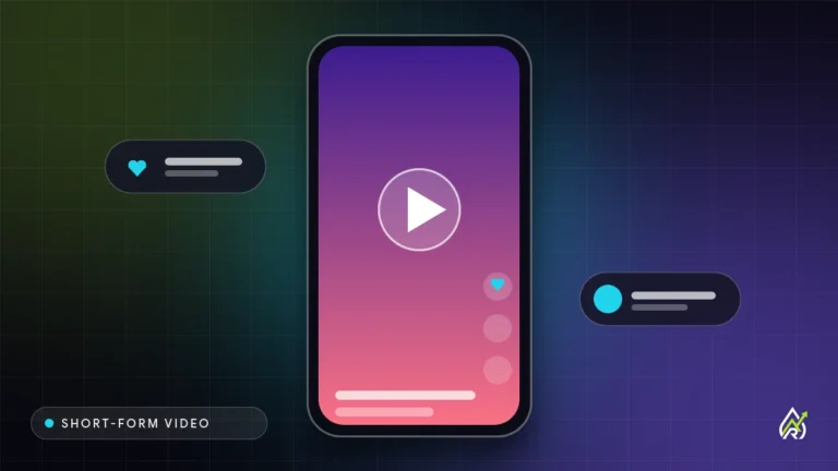 Web Design Agency Cover graphic for TikTok marketing for small business Austin: a phone showing a short video with engagement icons