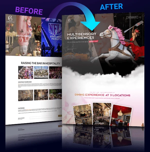 Hospitality website redesign across 3 locations - Hospitality Group Restaurants & Events project by Rainmaker Art